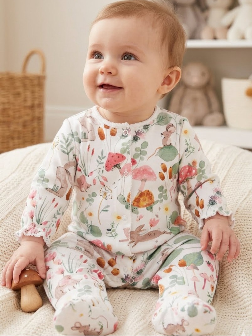 Next Baby Woodland Creatures Footed Sleepsuit Onesie | 3-6 Months